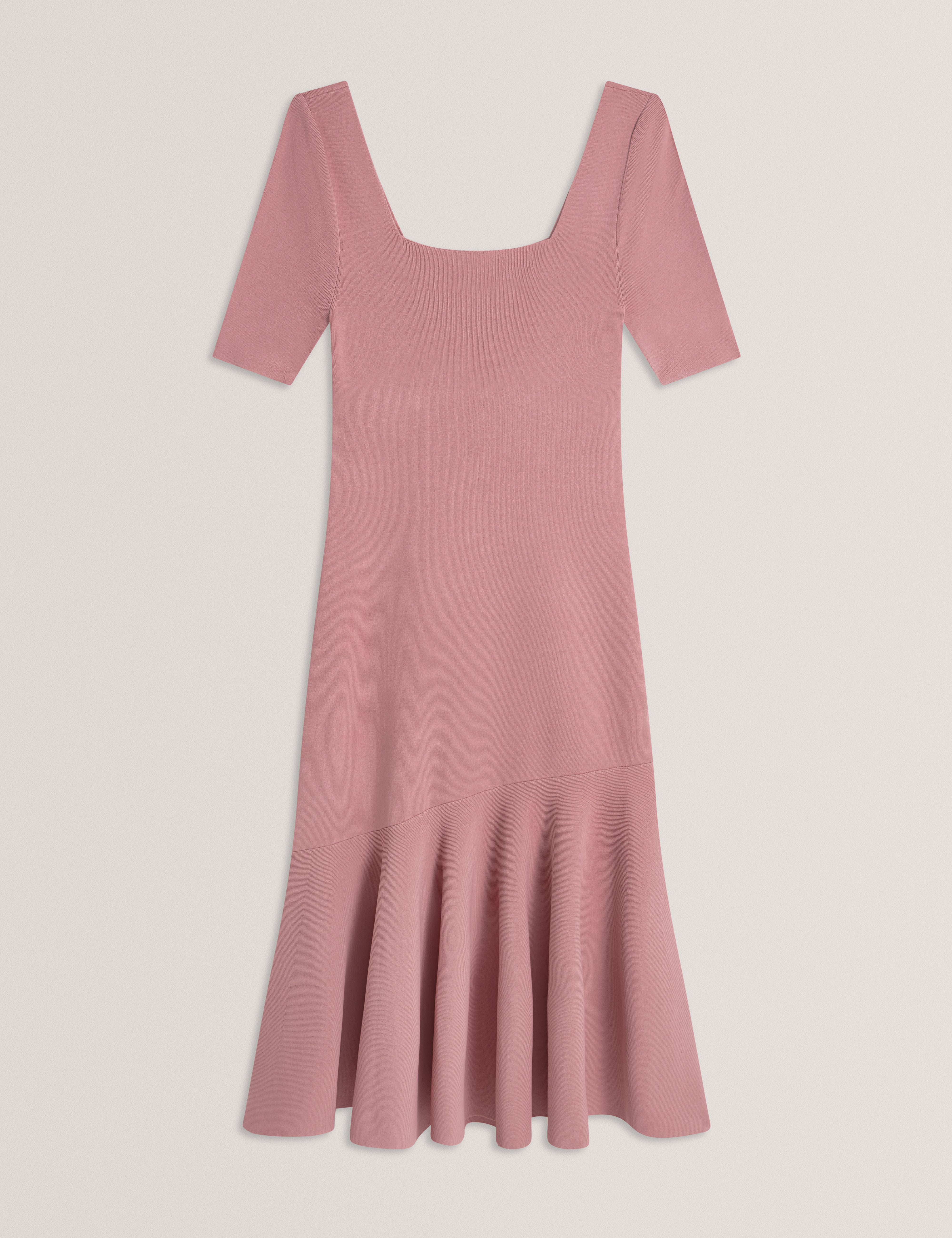 Women's MIYHAA-Knitted Flippy Skirt Sleeveless Midi Dress Mid-Pink