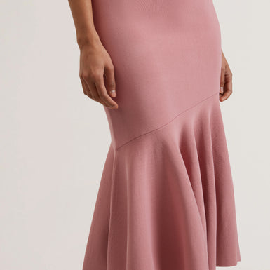 Women's MIYHAA-Knitted Flippy Skirt Sleeveless Midi Dress Mid-Pink