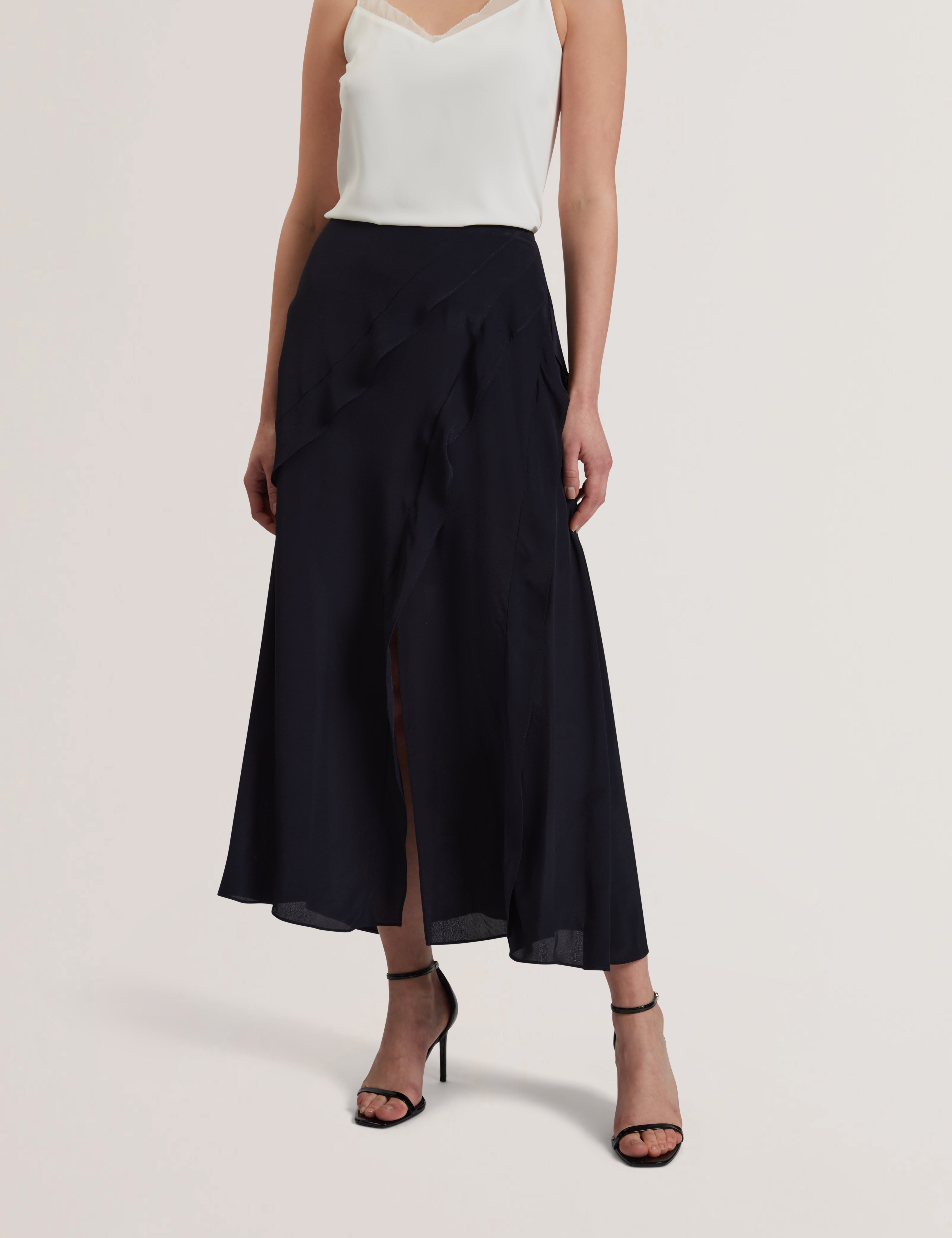 Women's OLWANI-Frill Detail Midi Skirt Navy