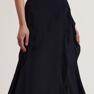 Women's OLWANI-Frill Detail Midi Skirt Navy