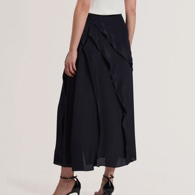 Women's OLWANI-Frill Detail Midi Skirt Navy