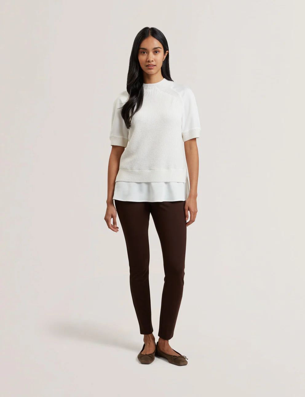 Womens ONZAA-Woven Detailed Raglan Short Sl