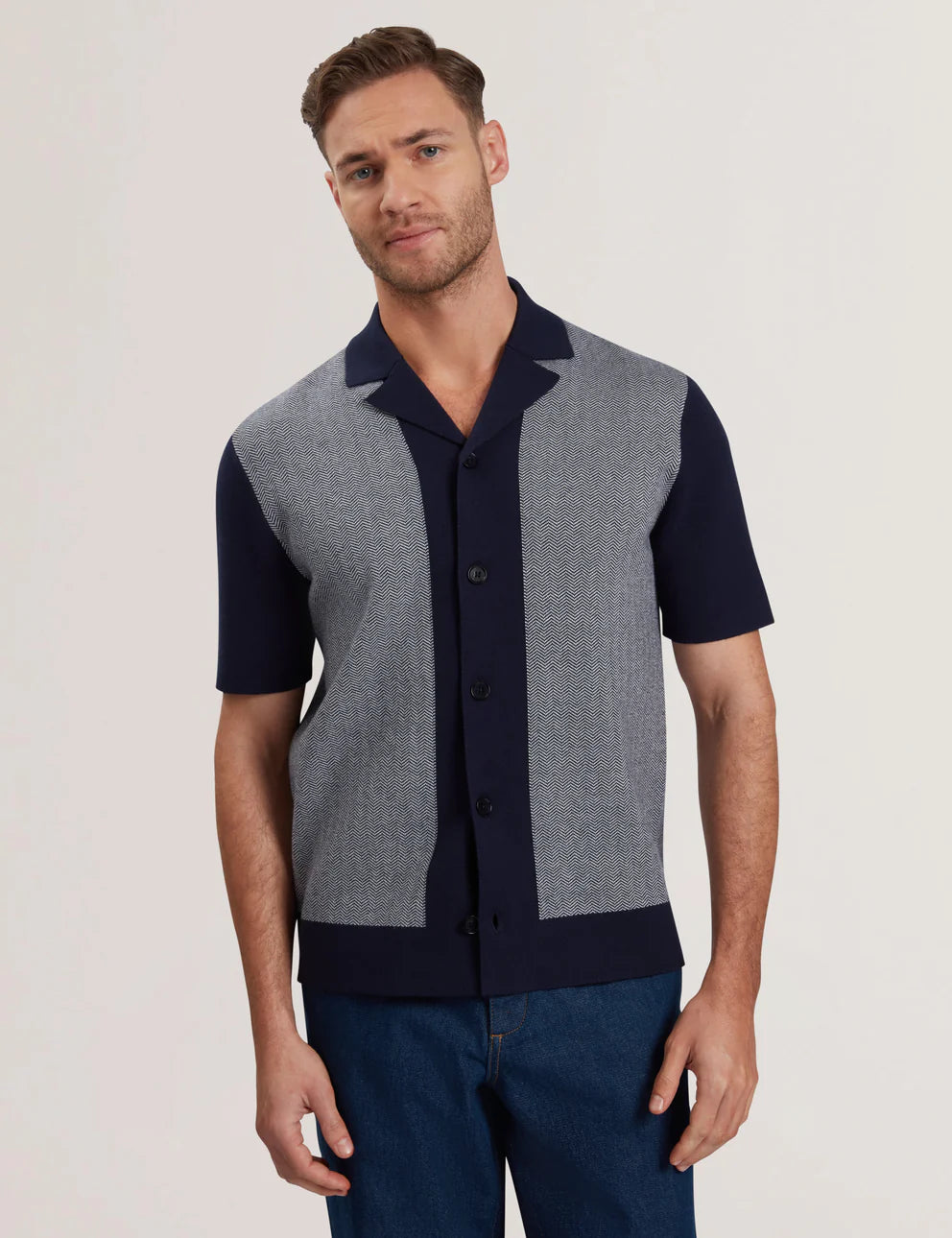 Mens PADRIG Knitted Herringbone Shirt