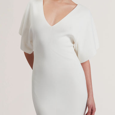 Women's REBEXXA-V-Neck Knitted Midi Dress Ivory