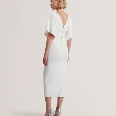 Women's REBEXXA-V-Neck Knitted Midi Dress Ivory