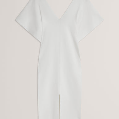 Women's REBEXXA-V-Neck Knitted Midi Dress Ivory