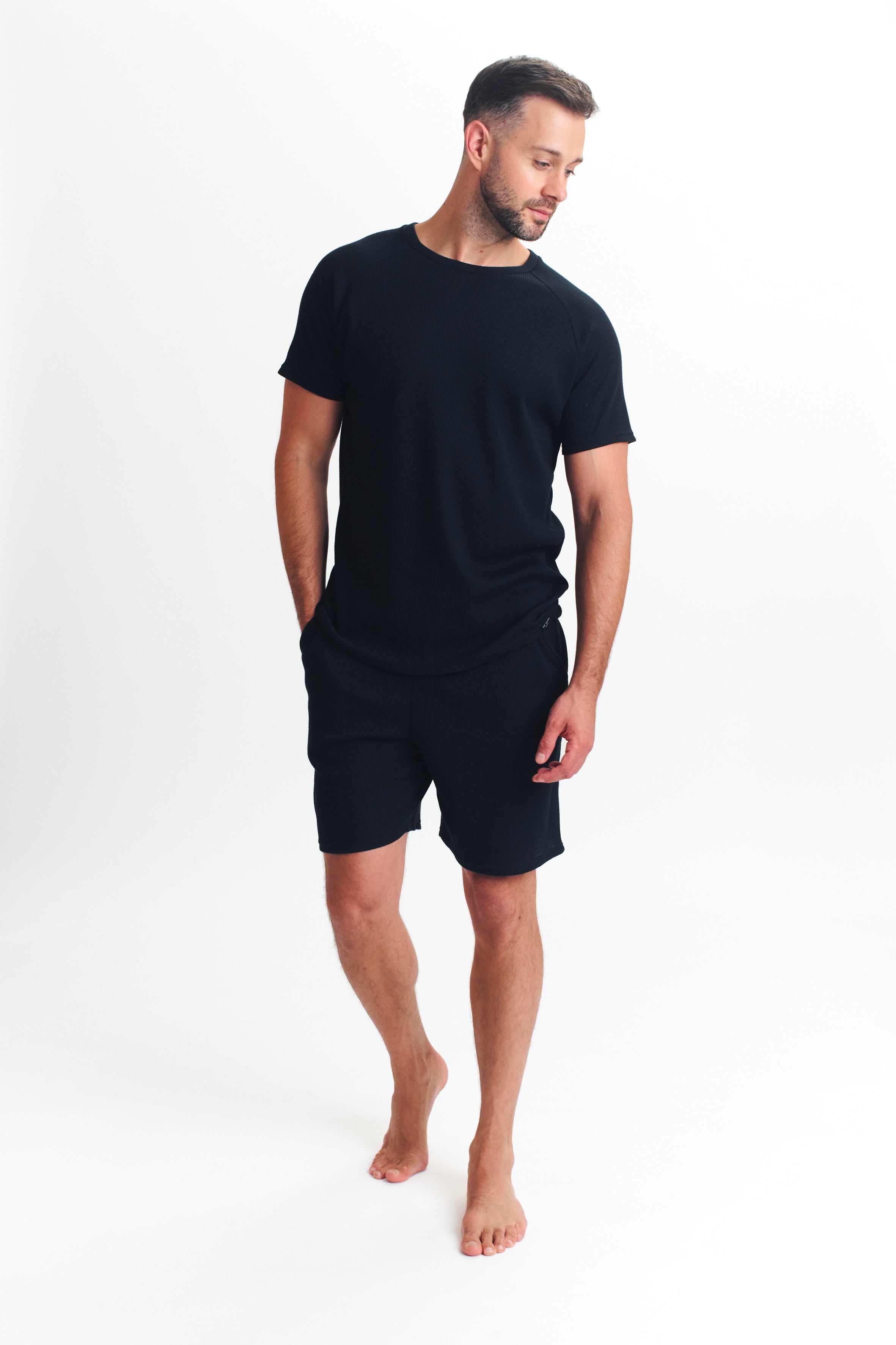 Men's Sleepwaf-Waffle Top And Short Set