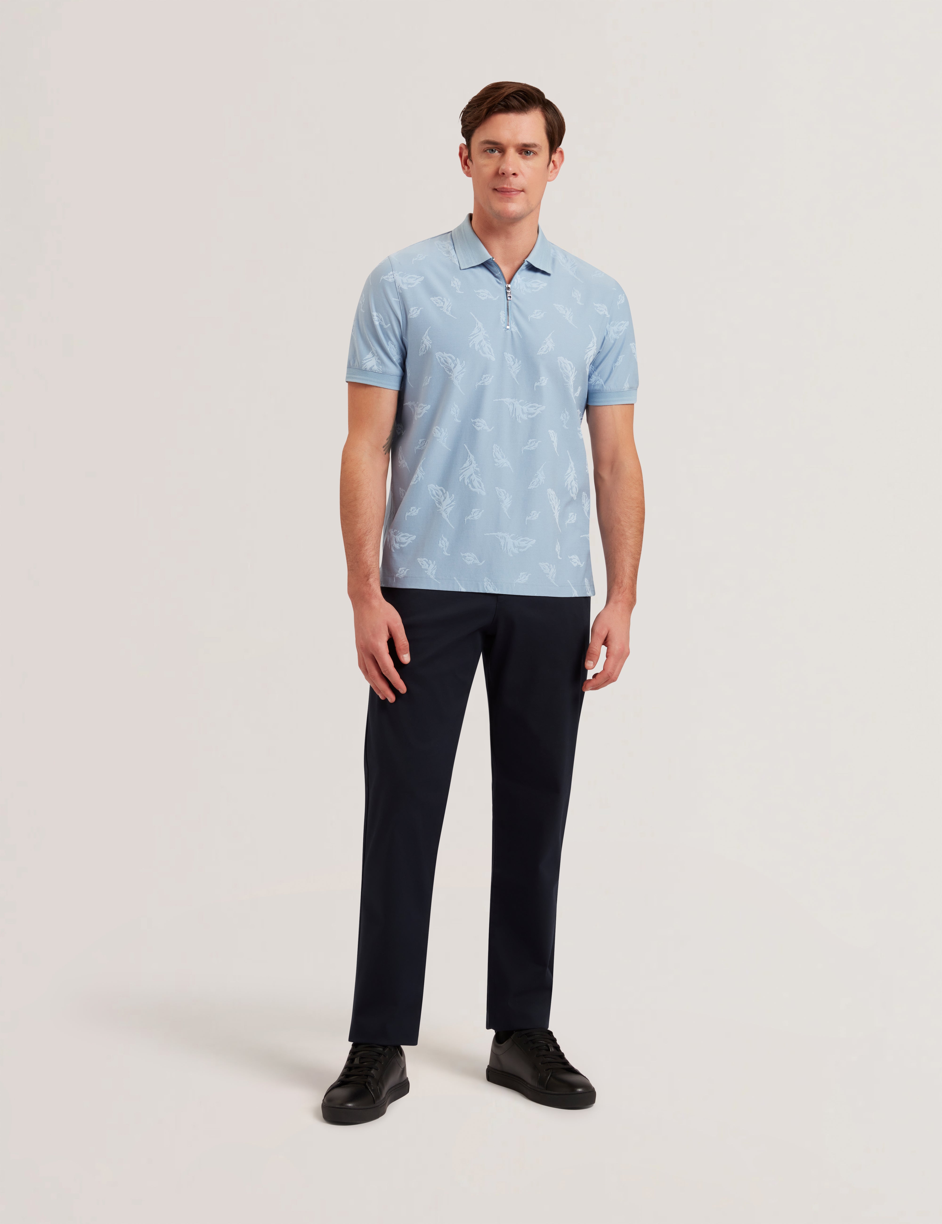 Men's NEYACK-SS Feather Jacquard Zip Polo