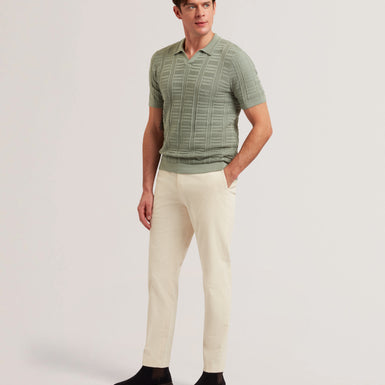 Men's RUZZA-SS Open Neck Textured Polo Green