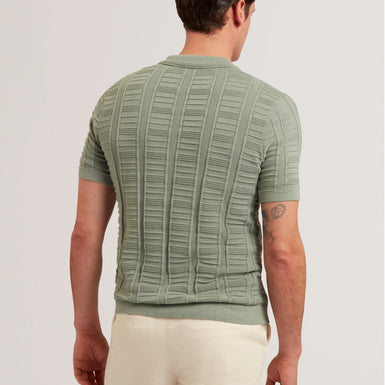 Men's RUZZA-SS Open Neck Textured Polo Green