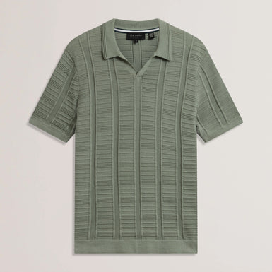 Men's RUZZA-SS Open Neck Textured Polo Green