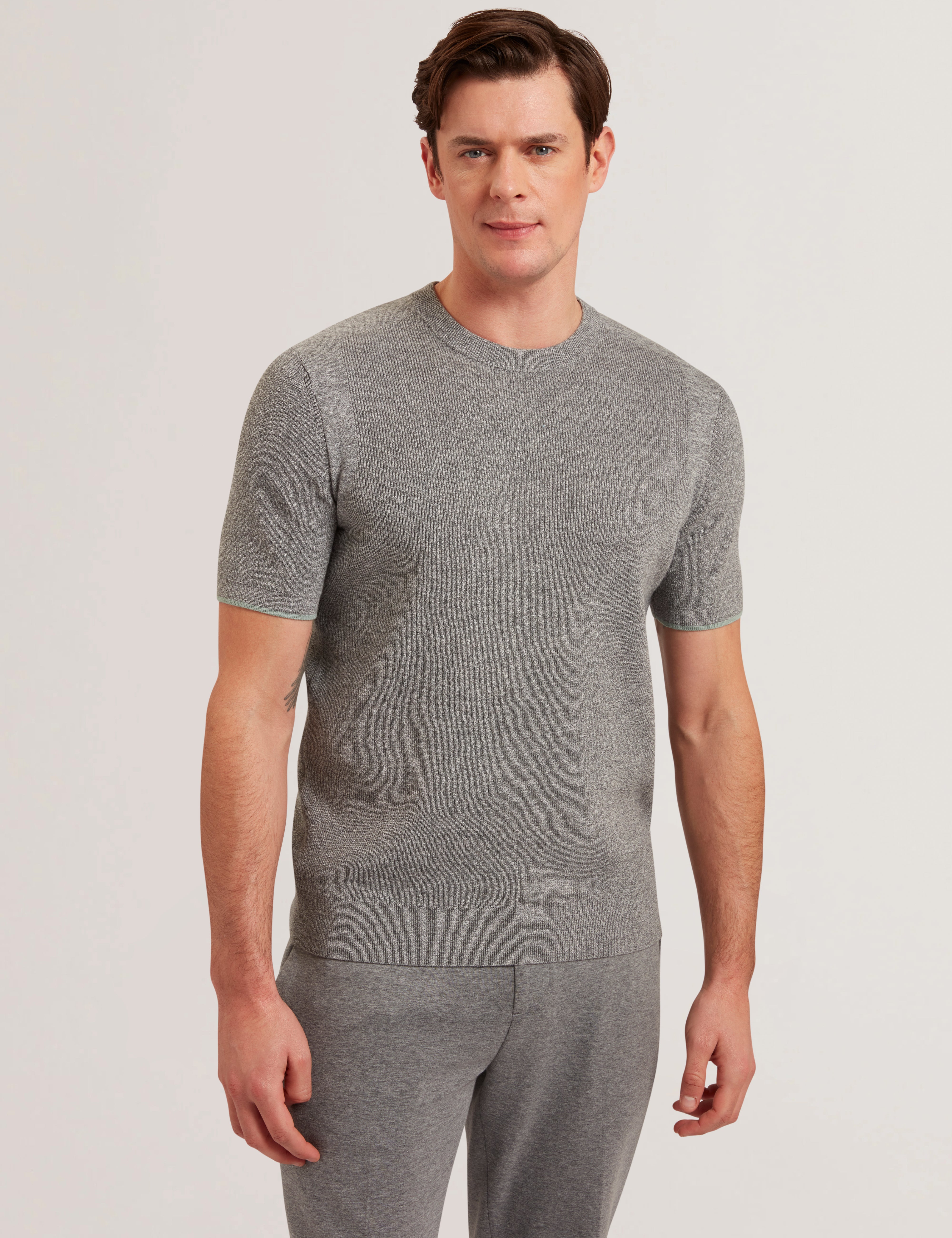 Men's VOISIN-SS Mixed Ribbed T-Shirt