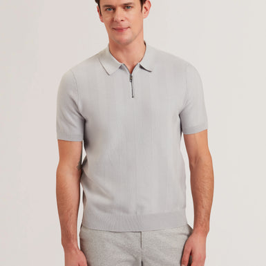 Mens FOURD-SS Herringbone Stitch Zip Polo
