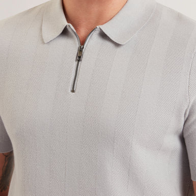 Mens FOURD-SS Herringbone Stitch Zip Polo