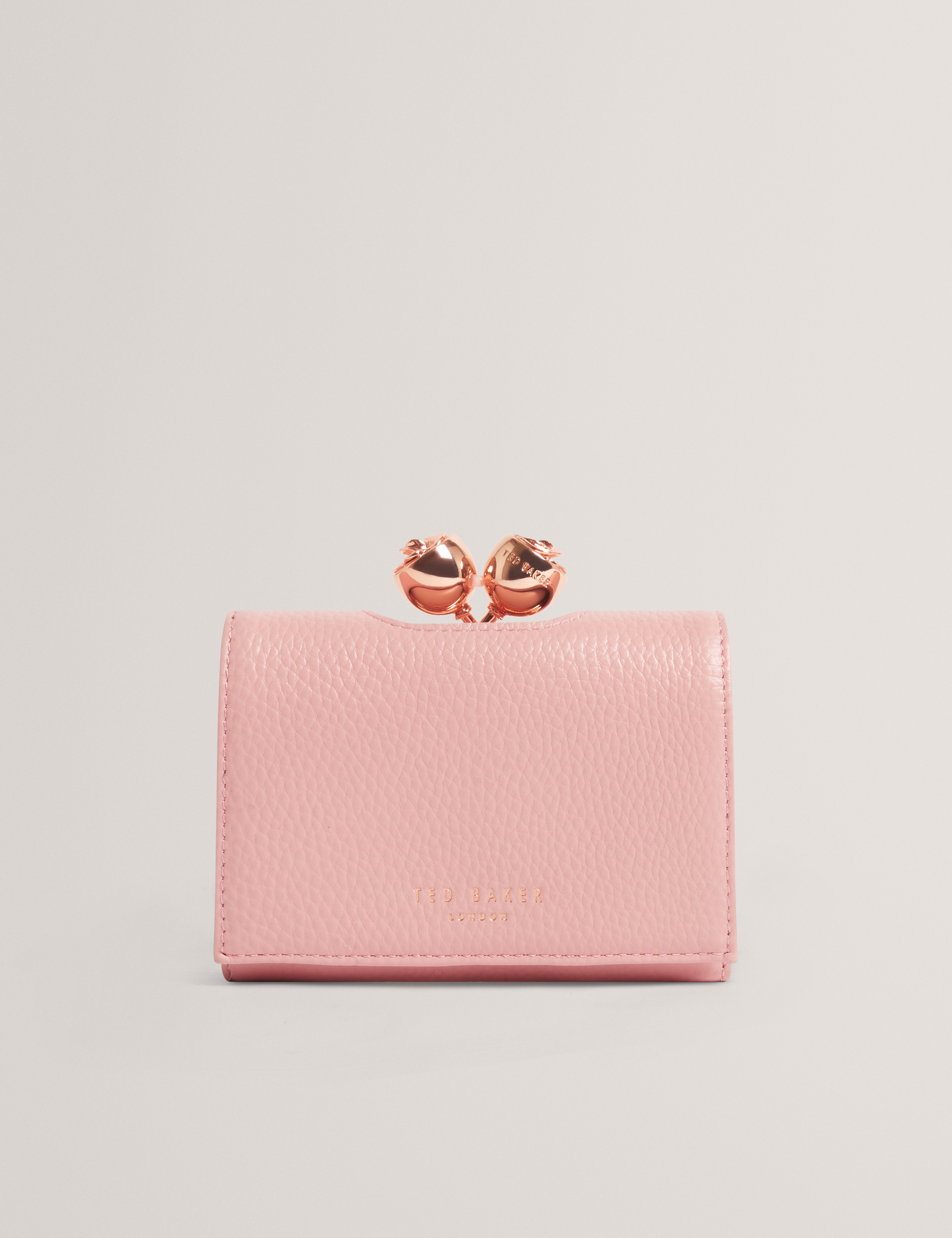 ROOSA: Rose Detail Leather Small Bobble Purse