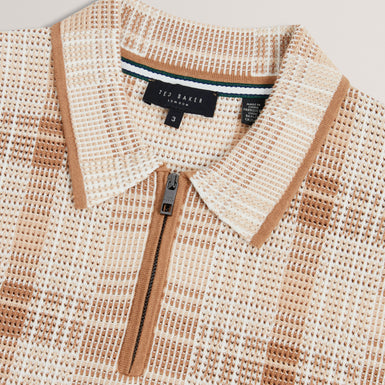 HALPIRT: Ss Check Stitch Zip Neck Polo