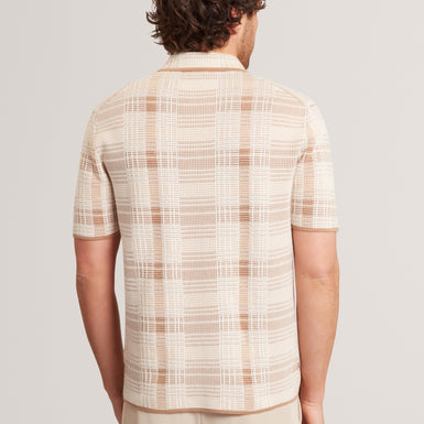 HALPIRT: Ss Check Stitch Zip Neck Polo