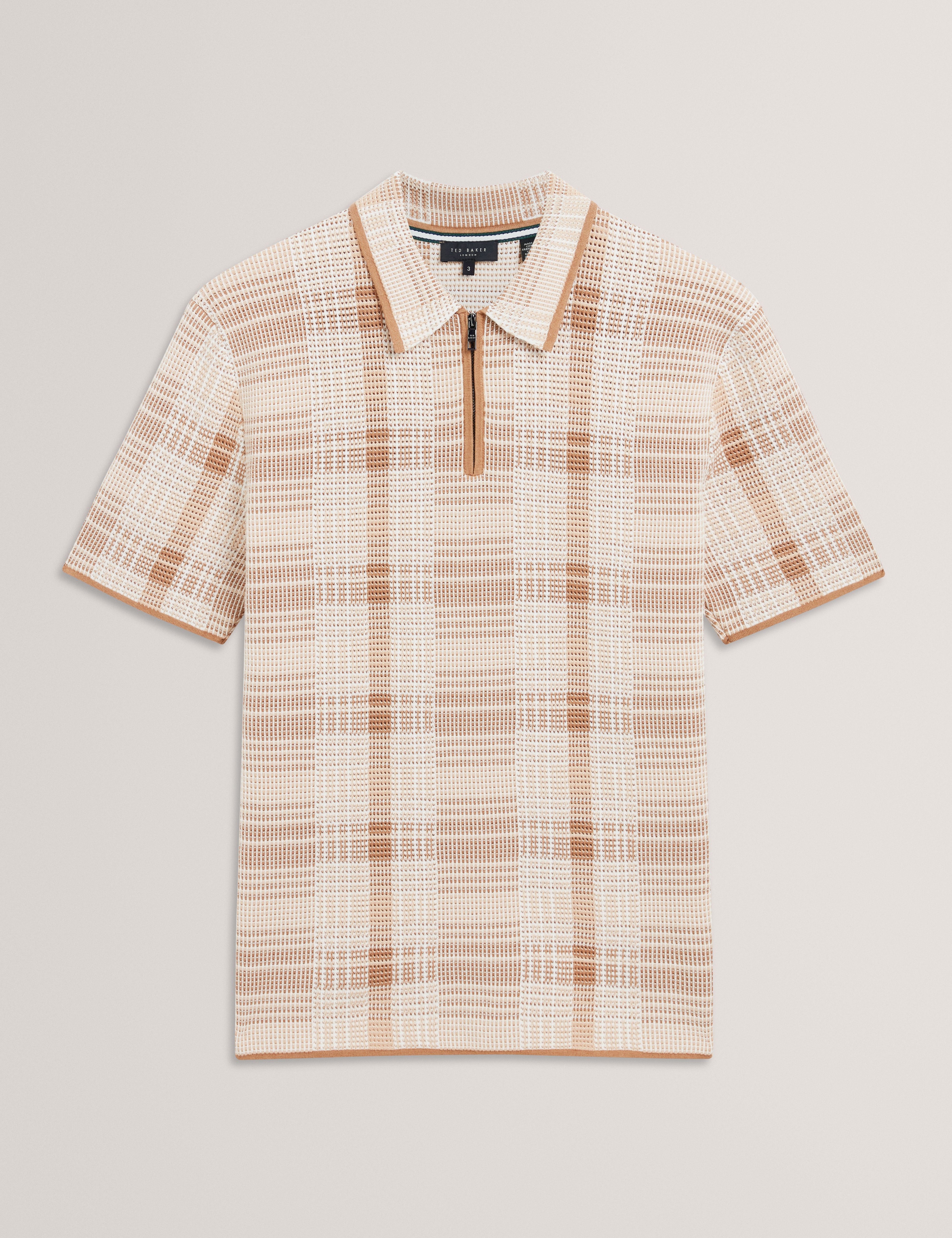 HALPIRT: Ss Check Stitch Zip Neck Polo