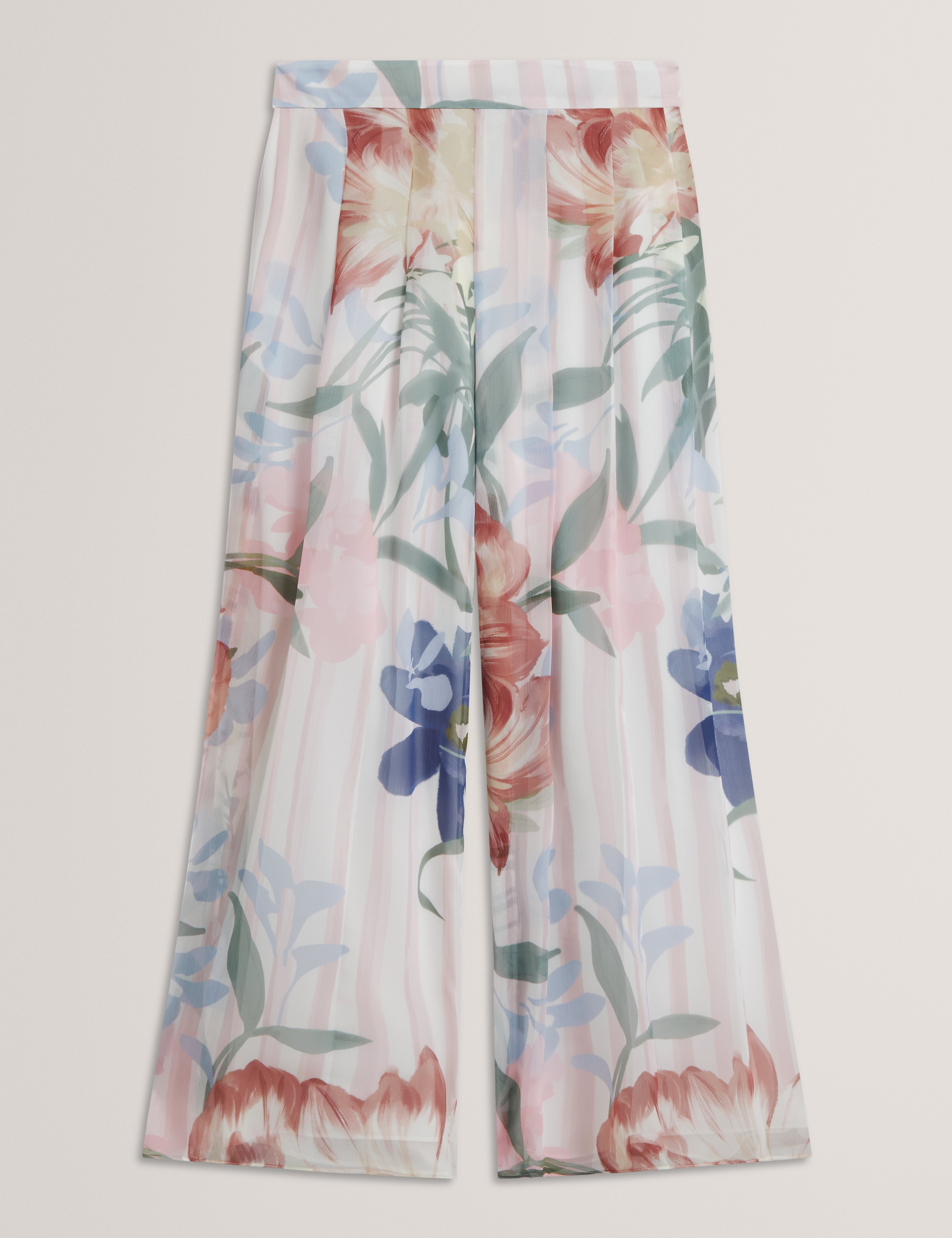 HURTA: Printed Wide Leg Pleated Trouser