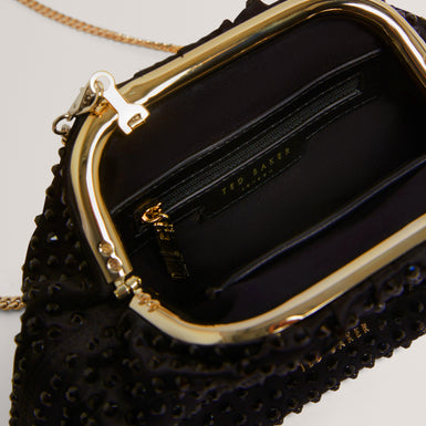 HILARIE: Crystal Drawstring Gathered Clutch