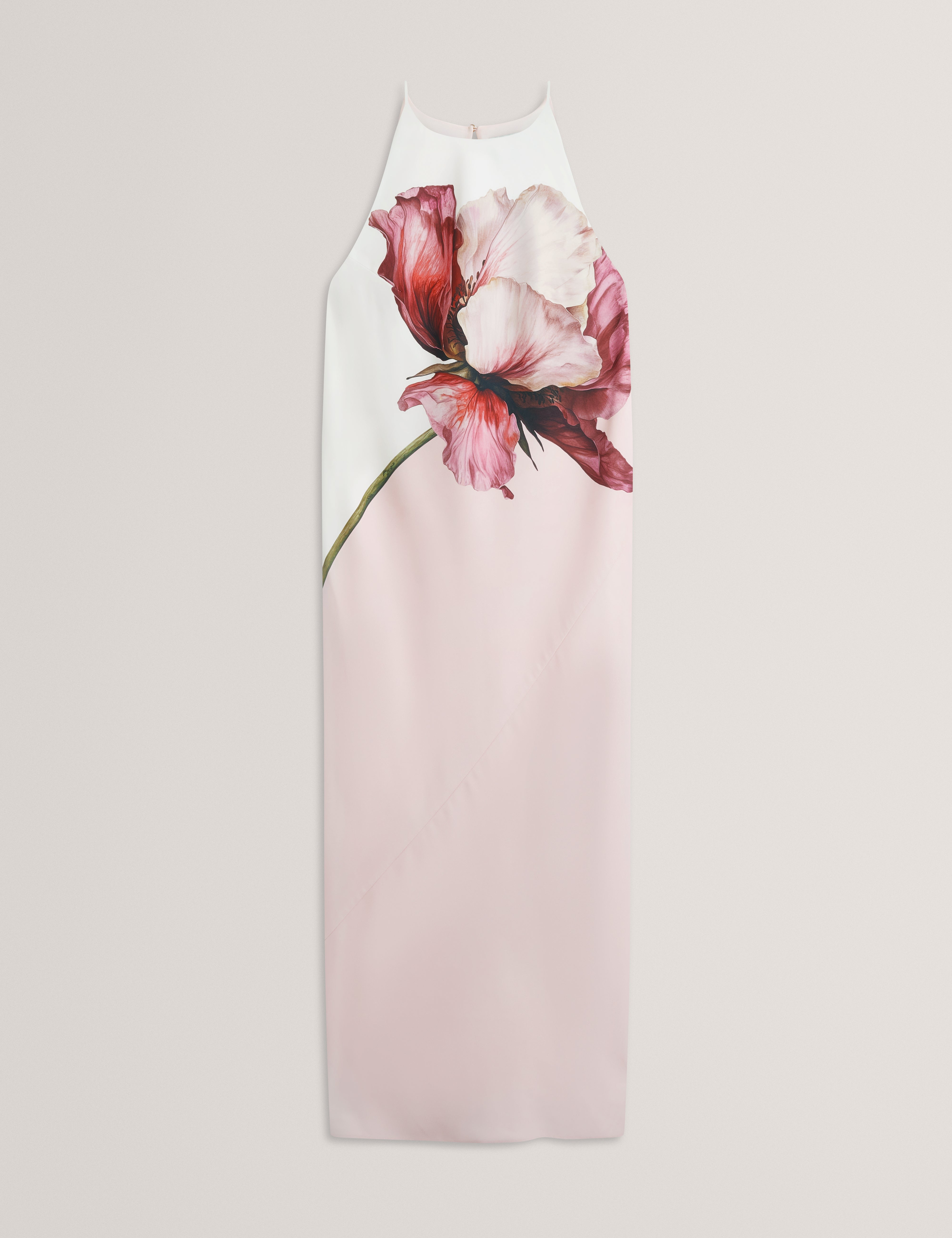 LOWELA: Floral Print Halter Neck Midi Dress