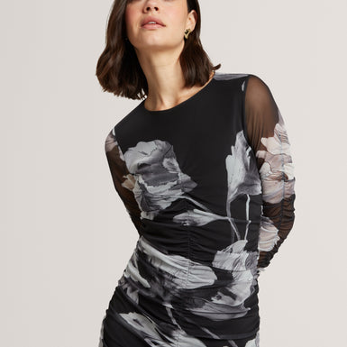 ARIETTY: Ruched Bodycon Midi Dress