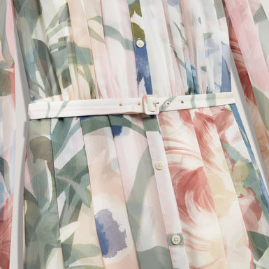 ARNIA: Pleated Midi Printed Shirt Dress