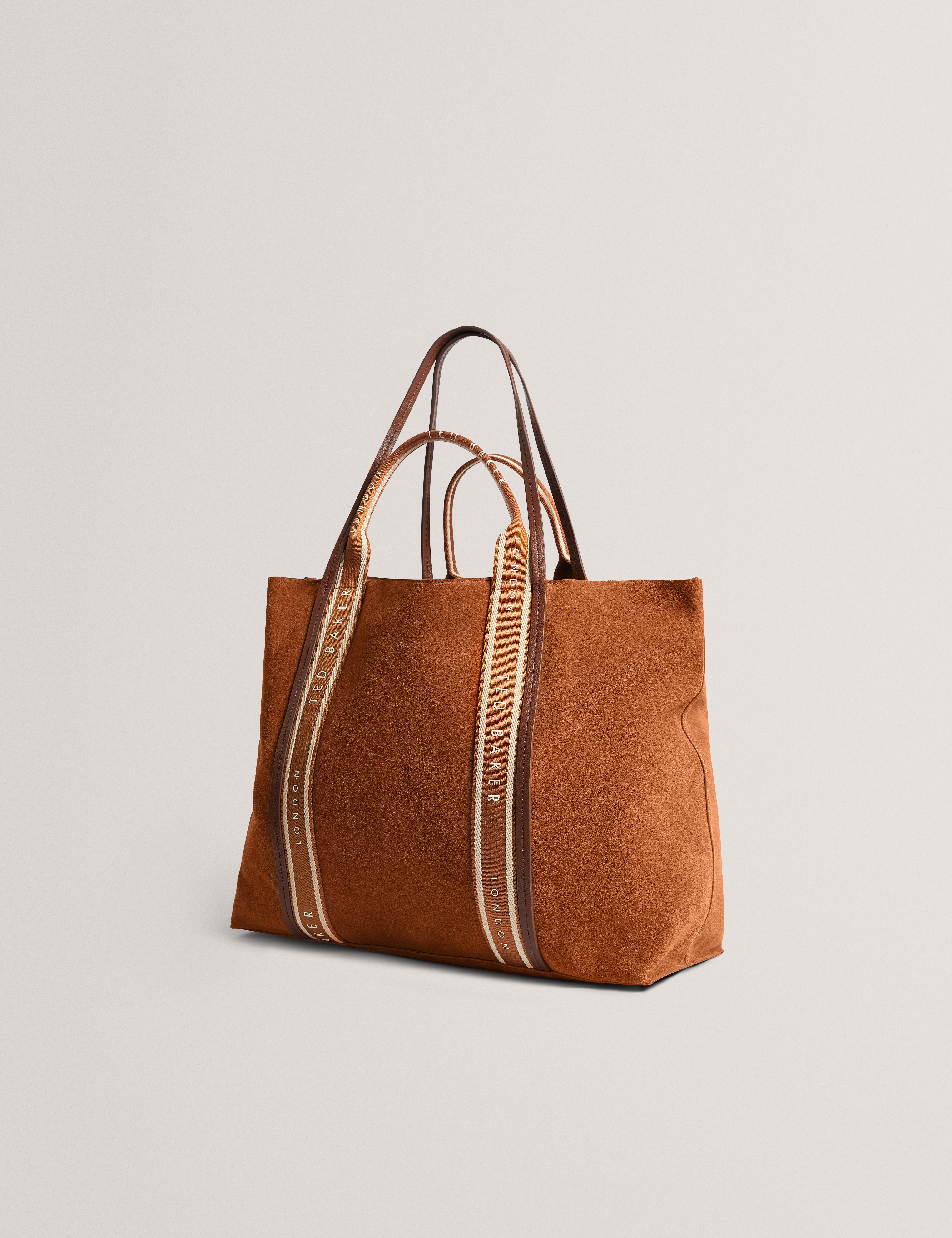 LAURREL: Suede Webbing Detail Large Shopper
