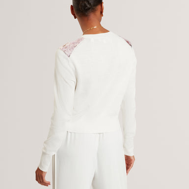 SISILLA: Printed Woven Front Cardigan