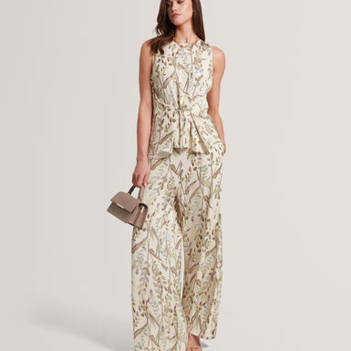 SUSSKI: Viscose Jacquard Wide Leg Trouser