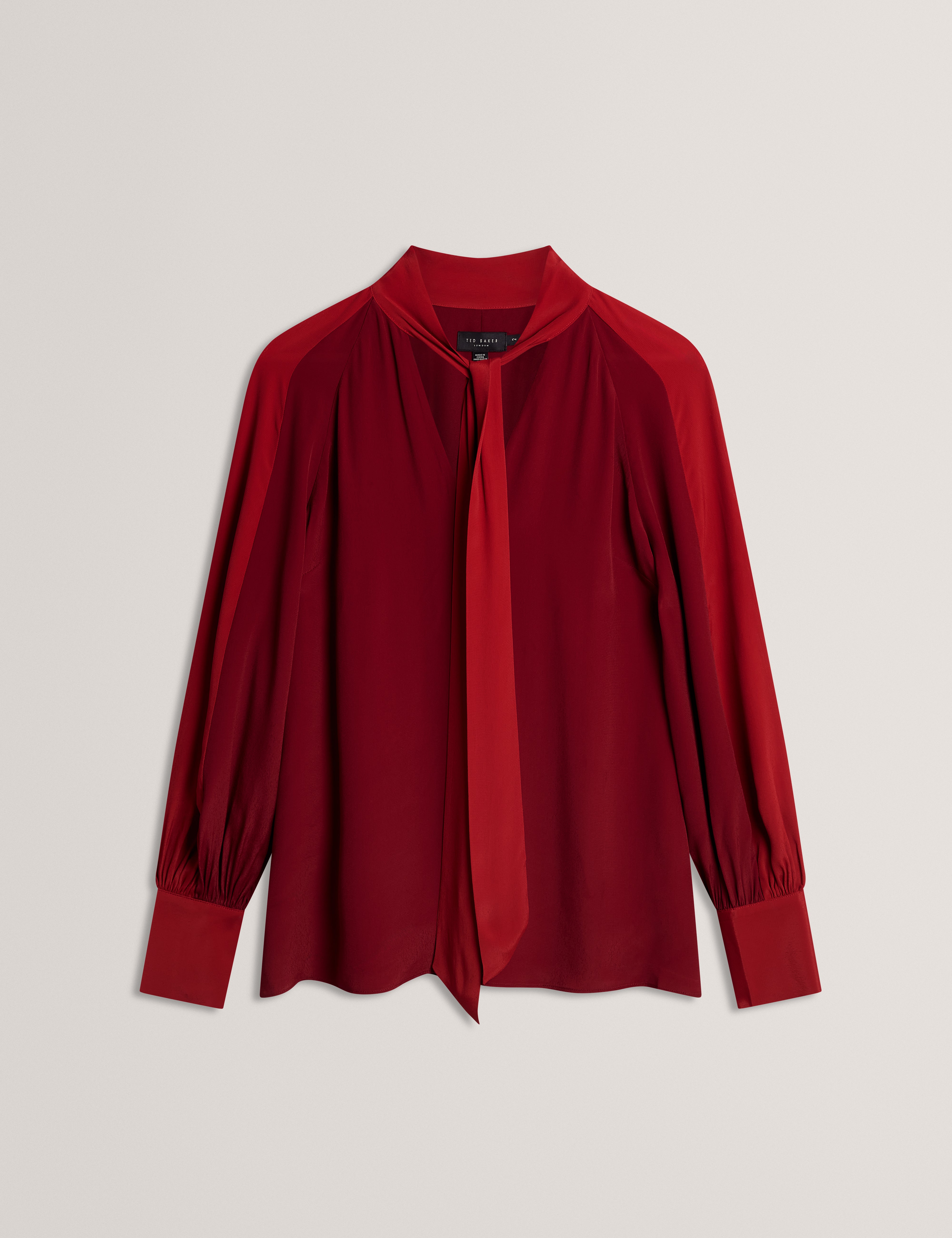 NEHLI: Tie Neck Long Sleeve Blouse