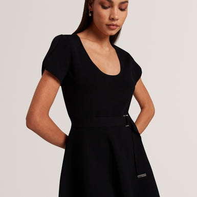 RONELLA: Scoop Neck Knitted Mini Dress