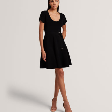 RONELLA: Scoop Neck Knitted Mini Dress