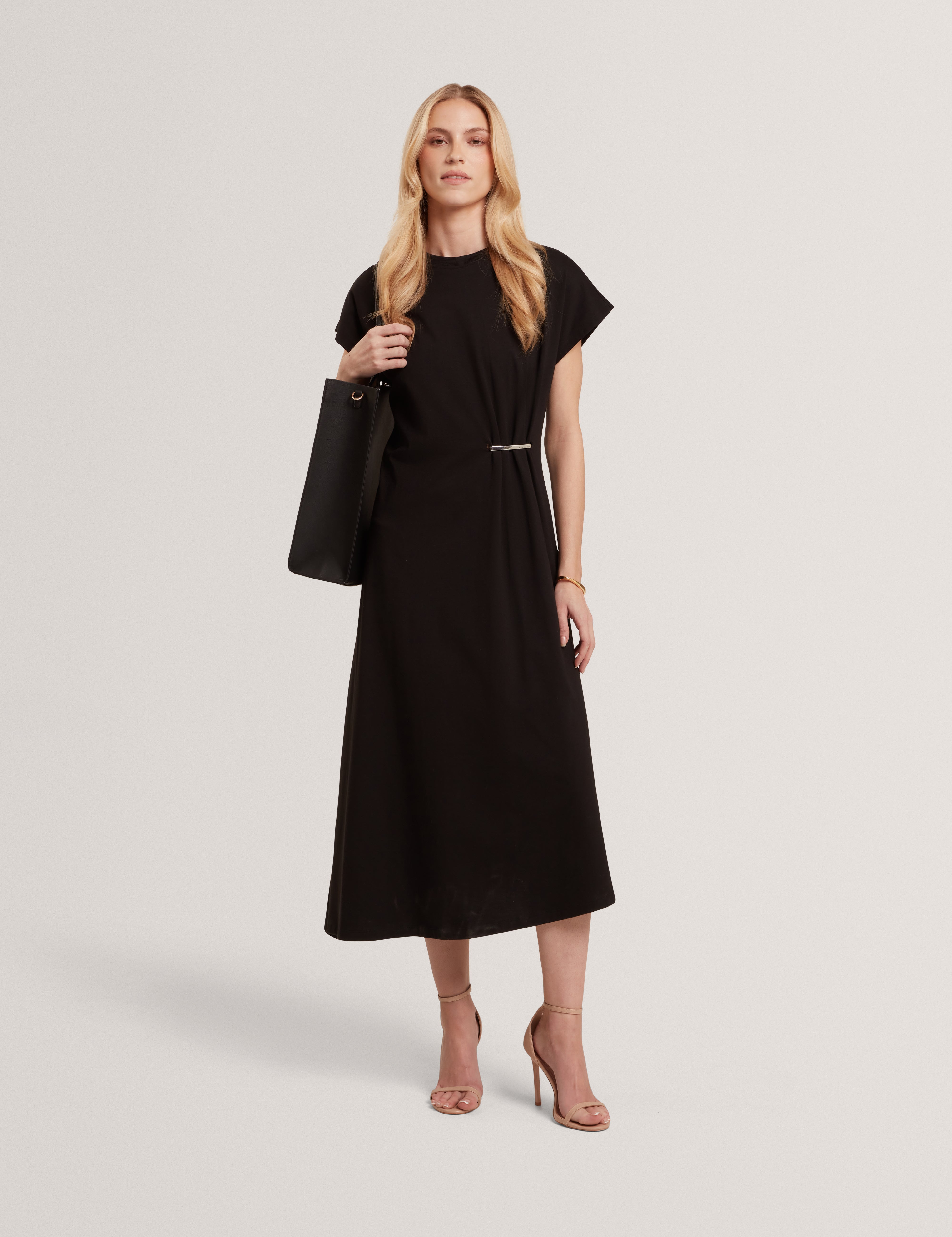 HESSIE: T-Shirt Dress With Metal Trim And Side S