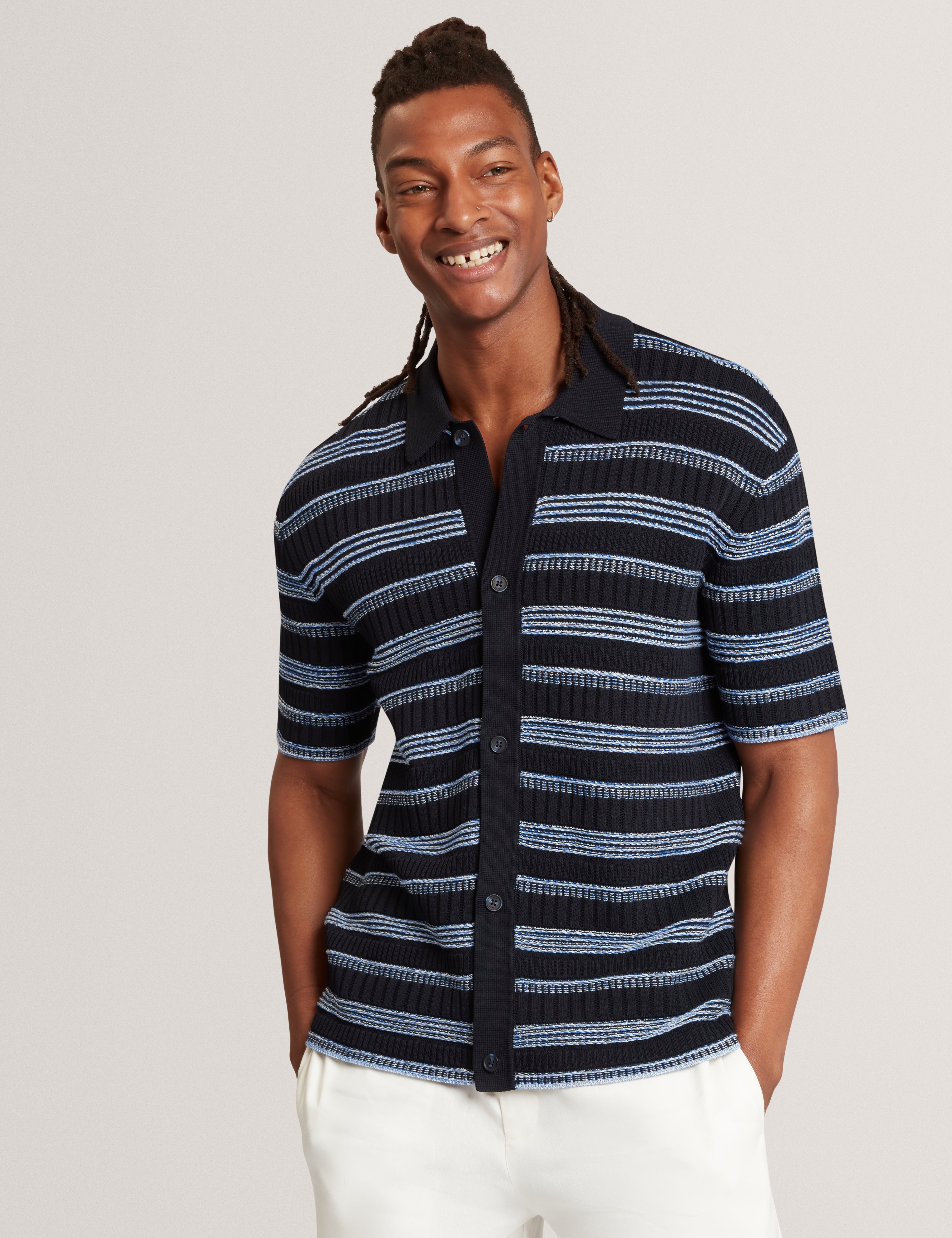 FLOREM: Ss Stripe Stitch Interest Polo
