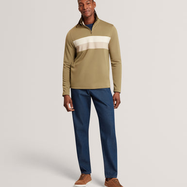 VIKTORO: T Stitch Contrast Panel Half-Zip
