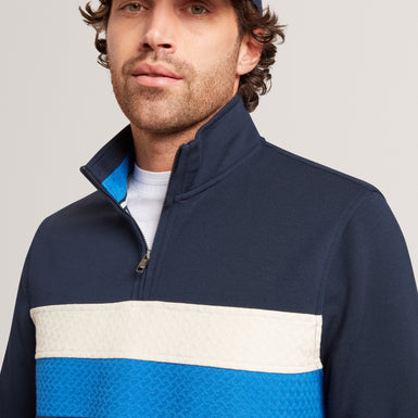 VIKTORO: T Stitch Contrast Panel Half-Zip