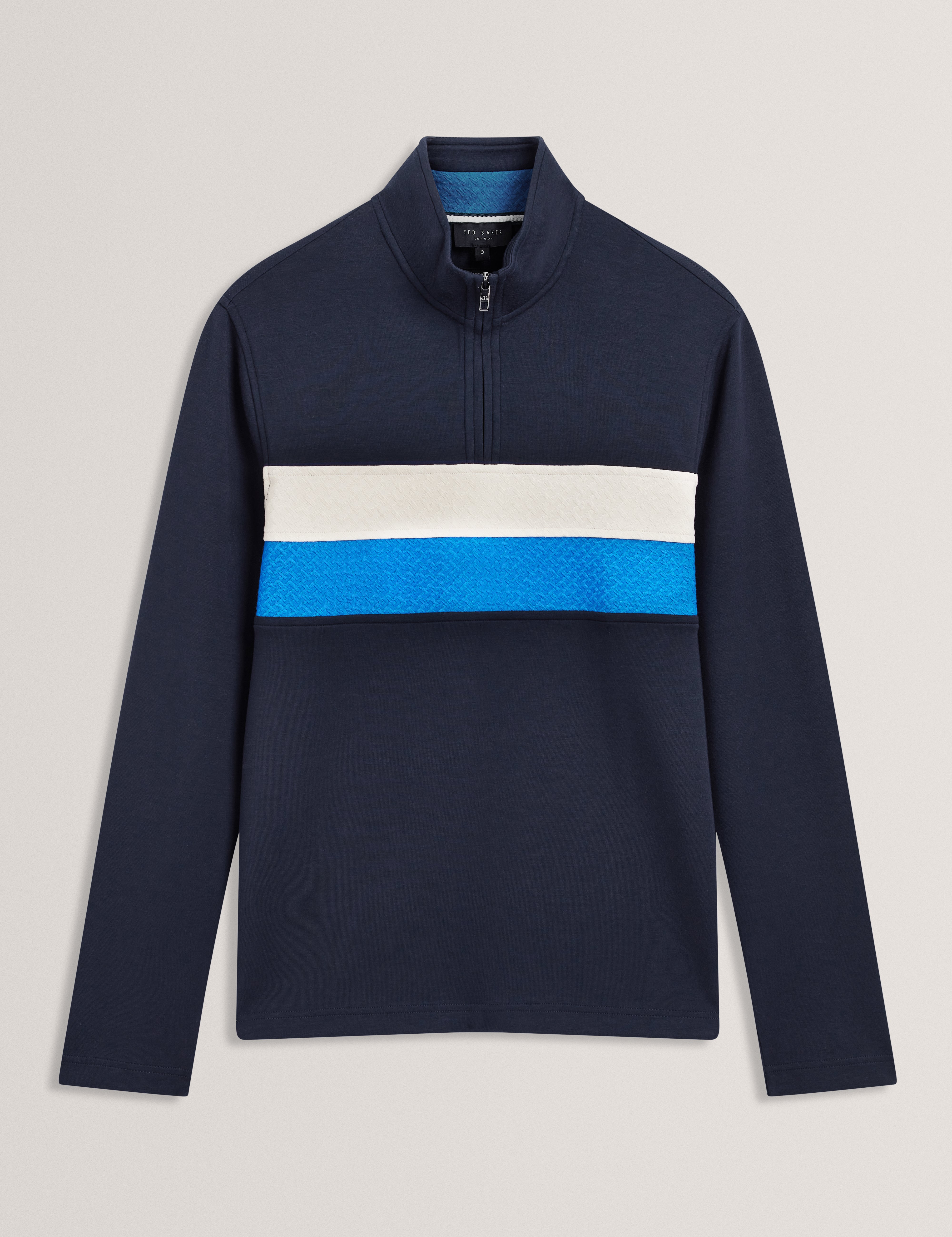 VIKTORO: T Stitch Contrast Panel Half-Zip