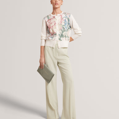 BRIIAR: Printed Woven Front Cardigan