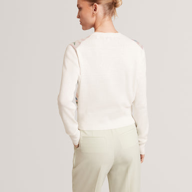 BRIIAR: Printed Woven Front Cardigan