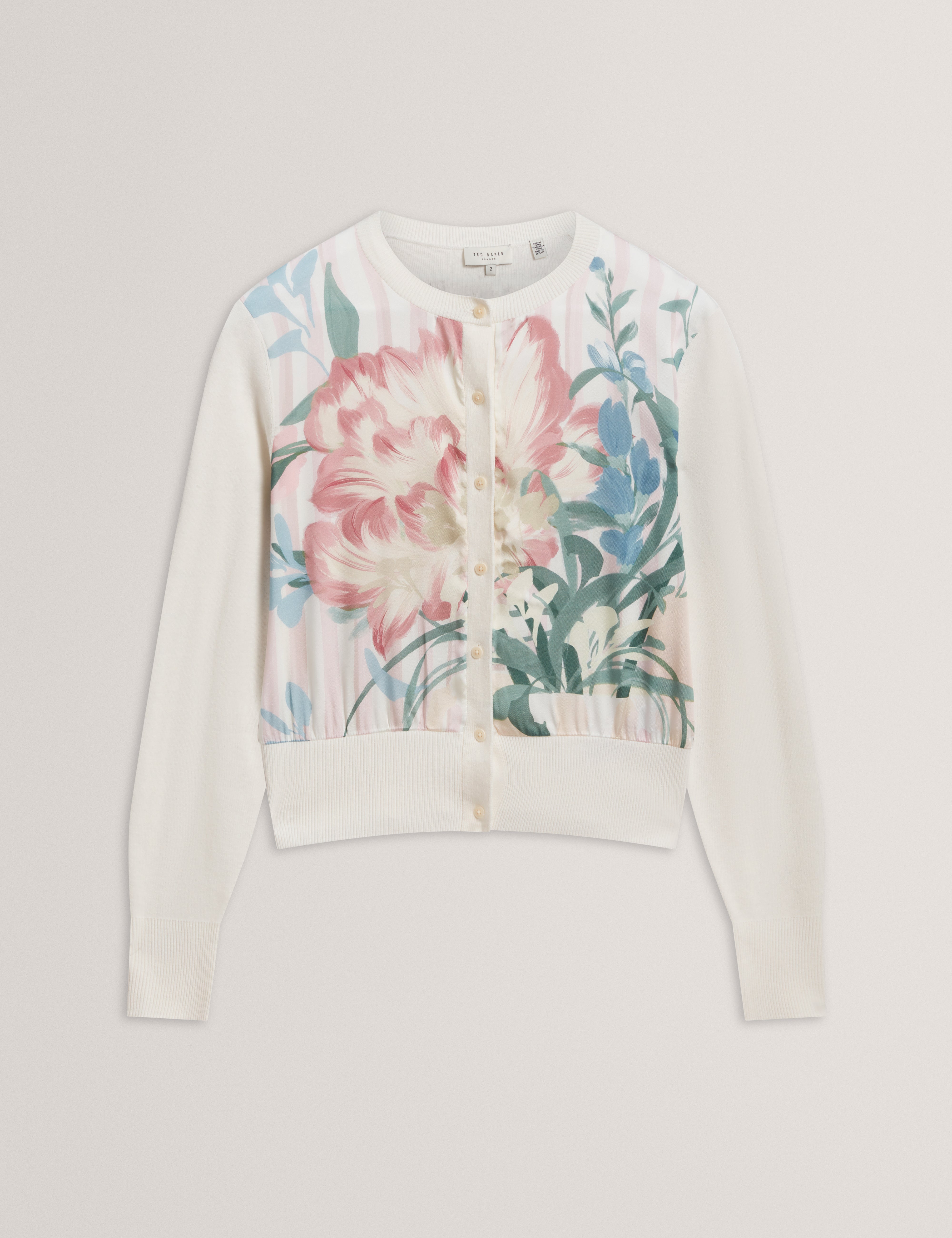 BRIIAR: Printed Woven Front Cardigan