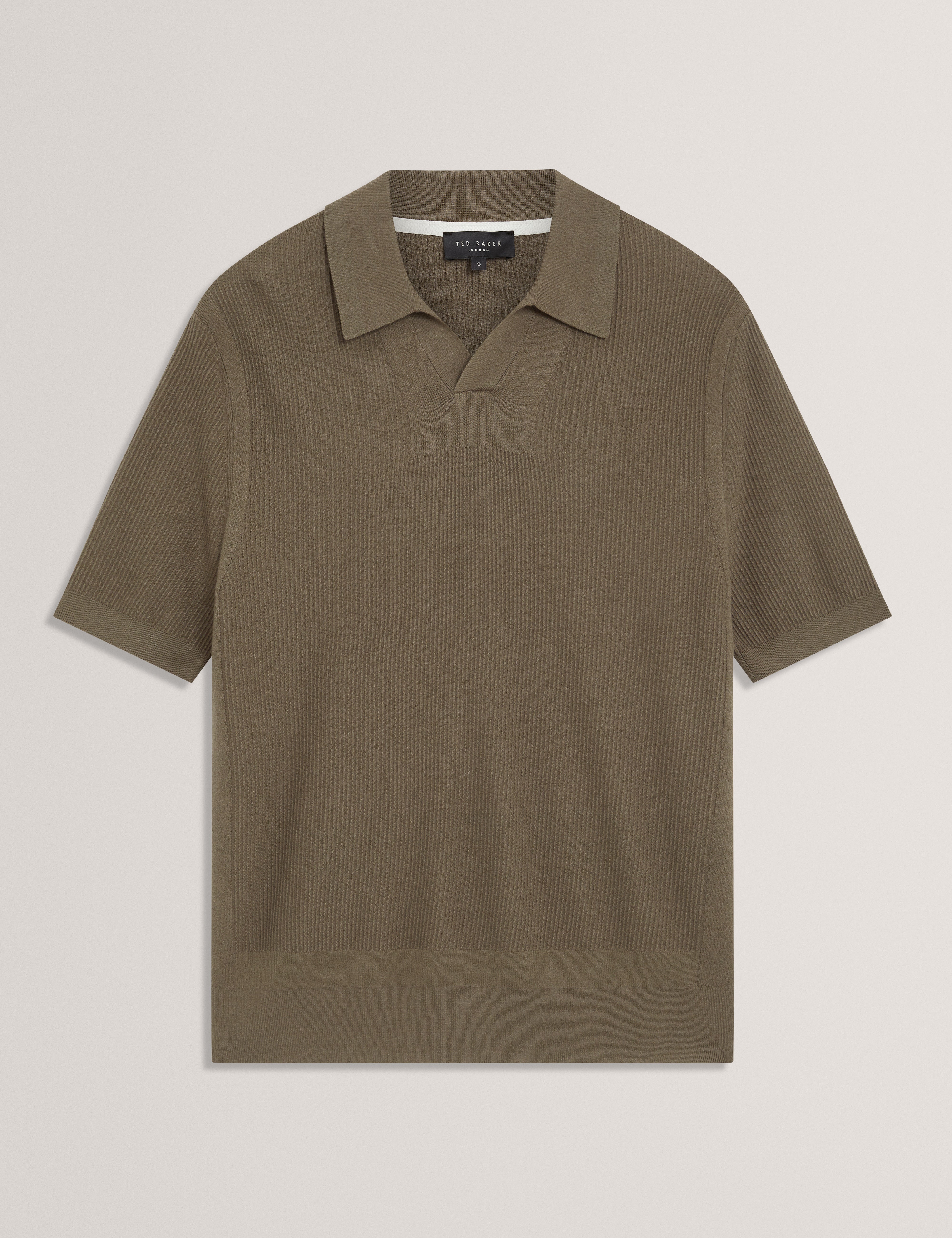 AINDREA: Ss Stitch Detail Open Neck Polo