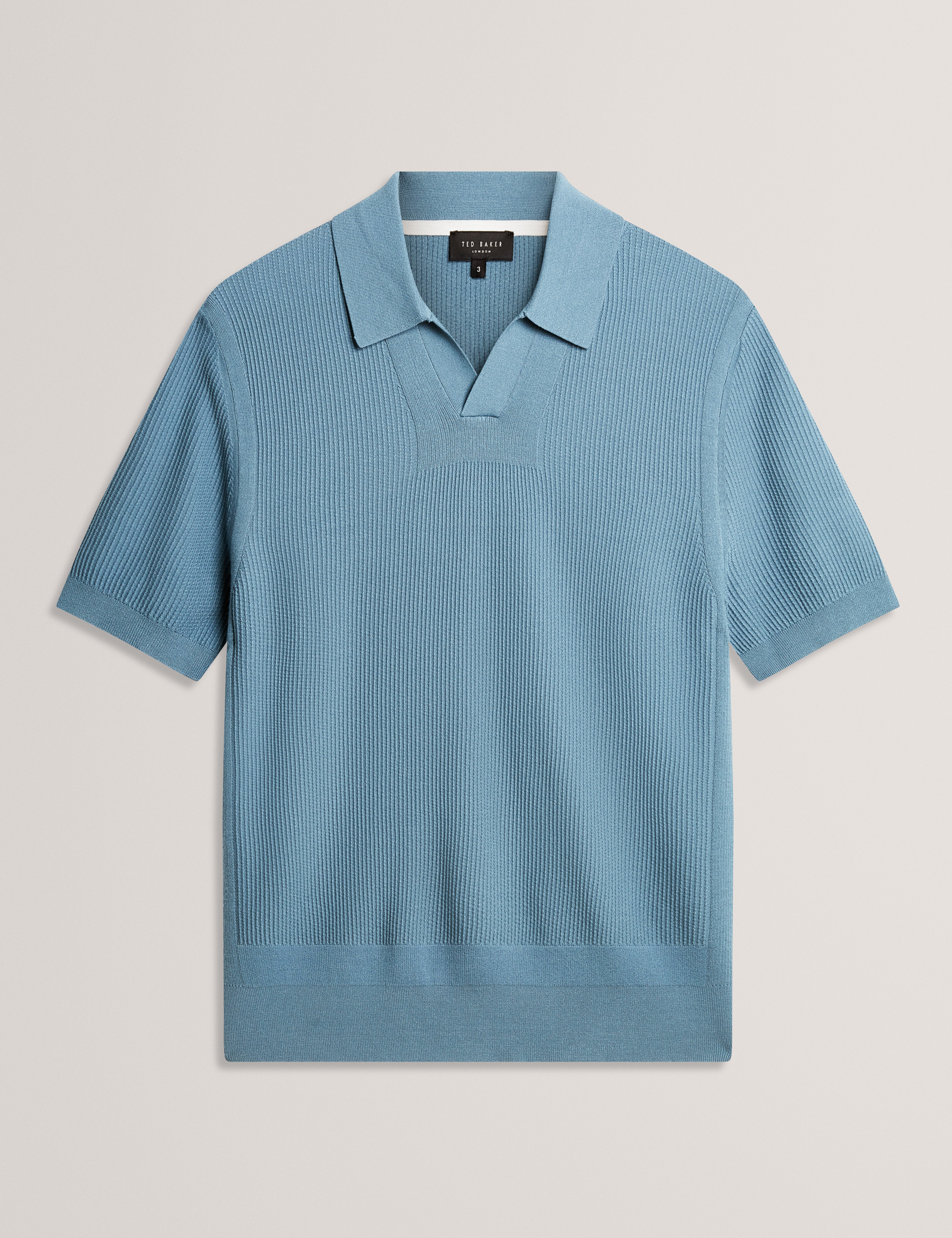 AINDREA: Ss Stitch Detail Open Neck Polo