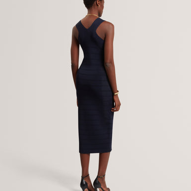 ARDIELE: Cross Neck Bandage Bodycon Knitted Dress