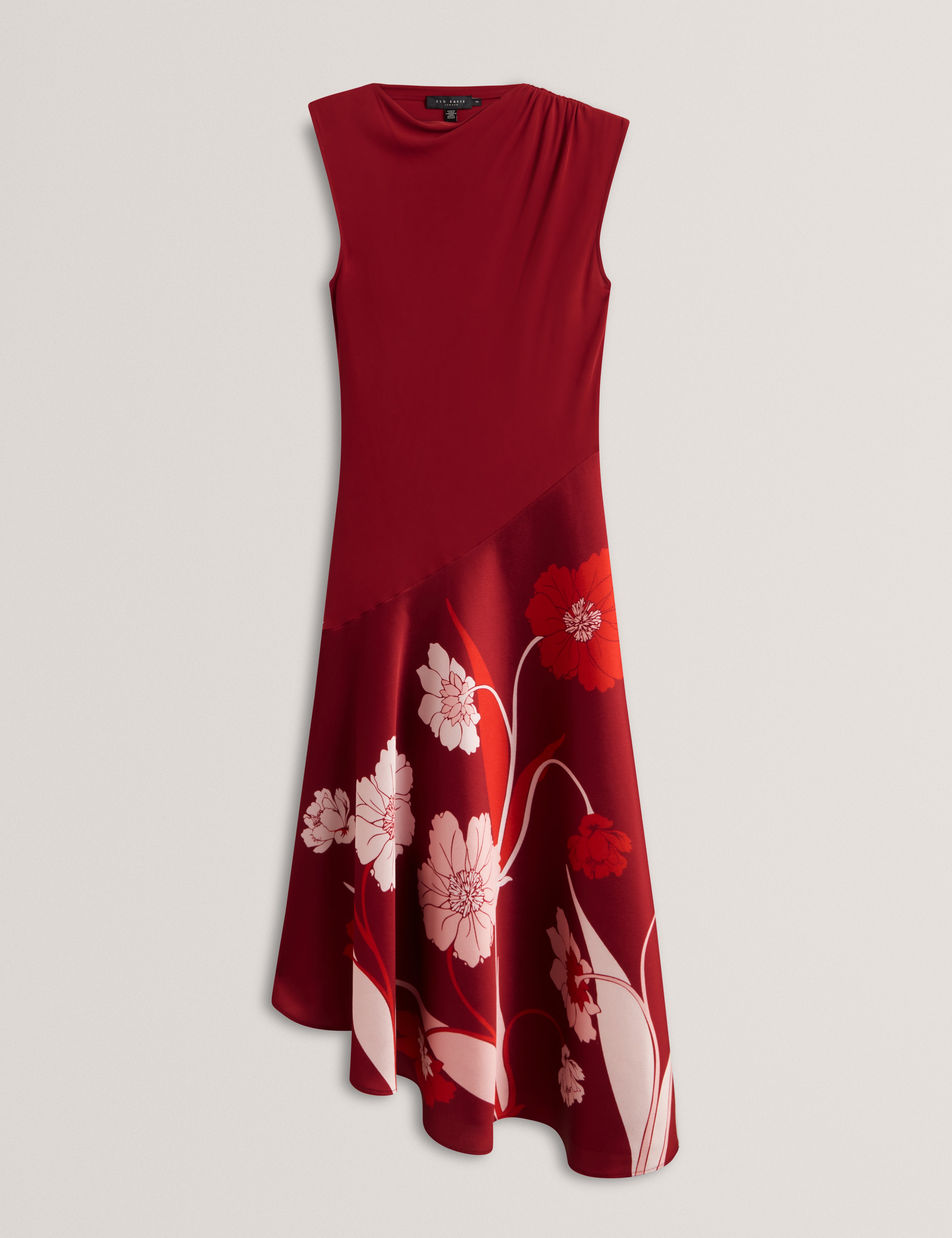 AULYA: Printed Jersey Midi Dress With Satin Ski
