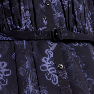 OSKANA: Pleated Midi Printed Shirt Dress