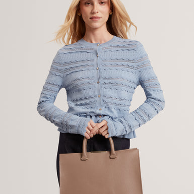 RENNEA: Bar Detail Large Tote Bag