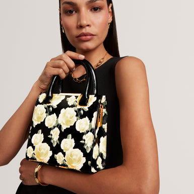 RENNIIA: Bar Detail Small Printed Tote Bag