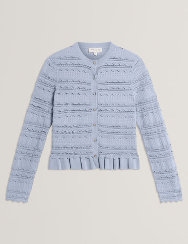 AVRIA: Knitted Cardigan With Frill Detail