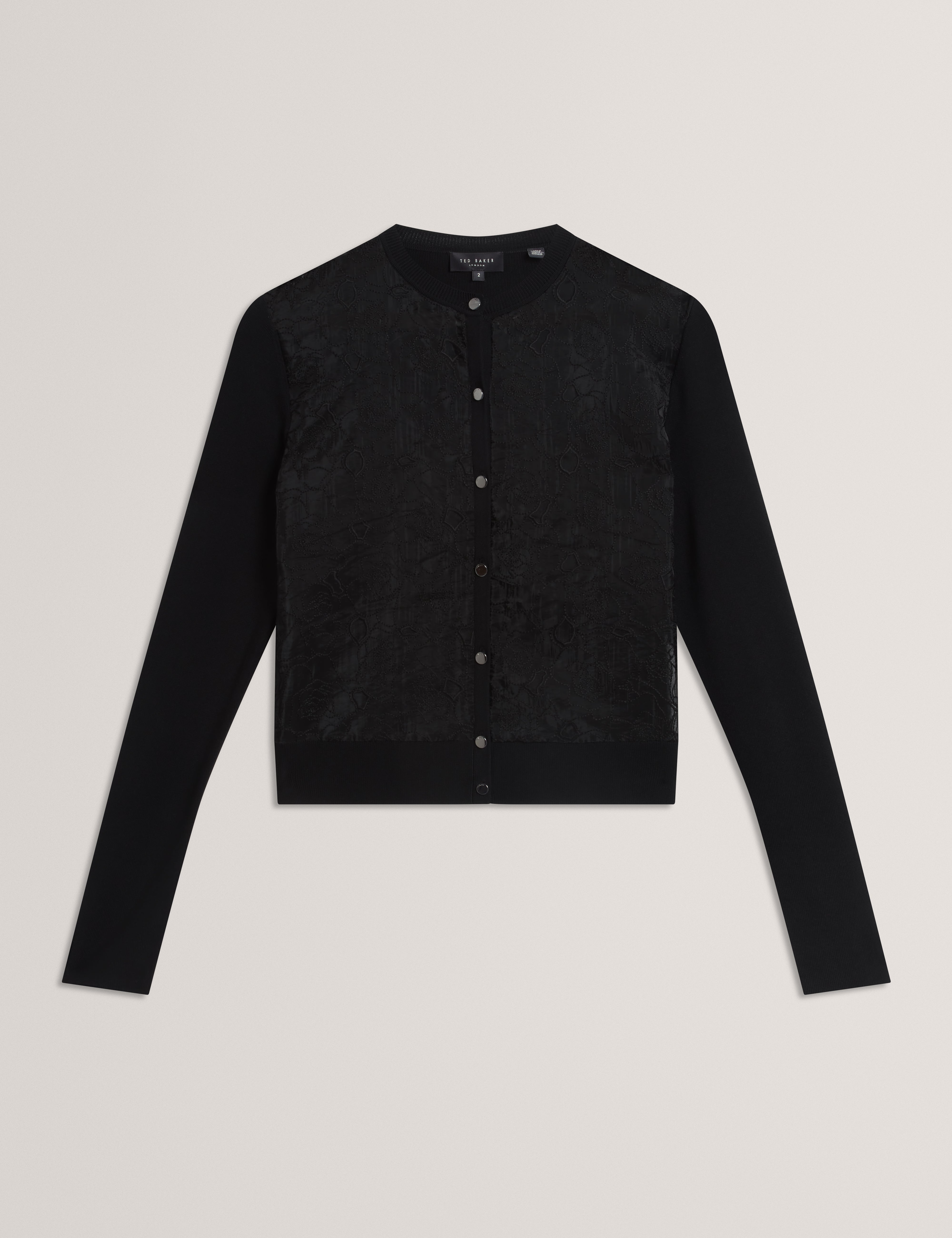 VOREN: Lace Front Cardigan